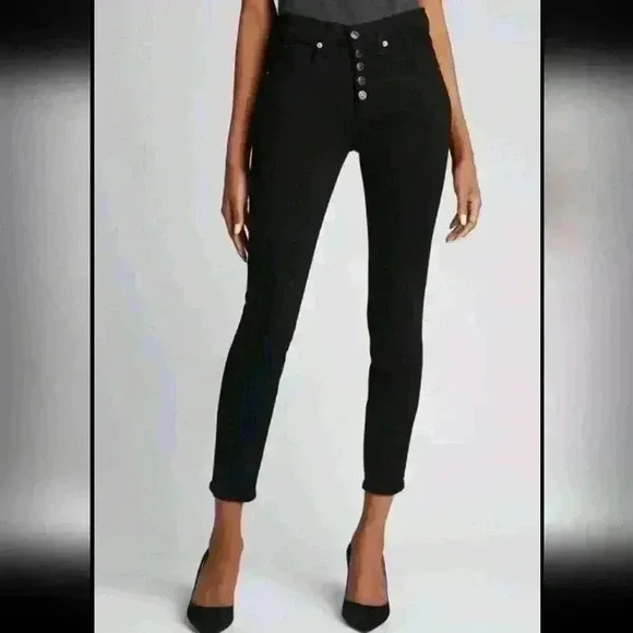 Veronica Beard Womens Black Debbie High-Rise Designer Button Fly Skinny Jeans 32 - Picture 2 of 15